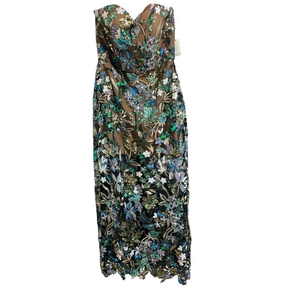 Elegant Strapless Floral Dress - Picture 2 of 15